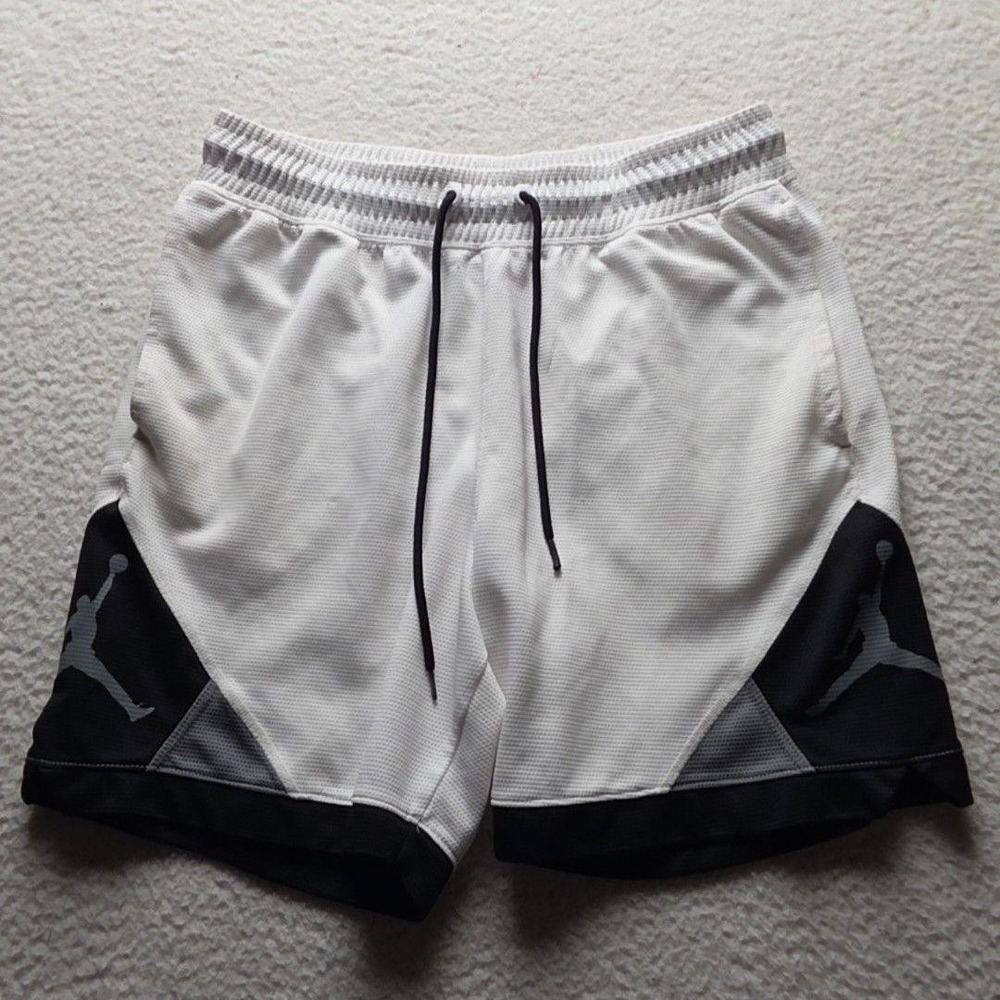 Jordan Shorts Mens Small White Colorblock Dri-FIT Mesh 8 Inseam Basketball
